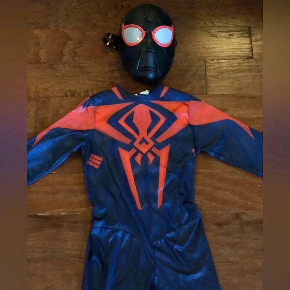 Black Spider Man Miles Morales Costume with premium Mask Kids Size 8 - Picture 2 of 8